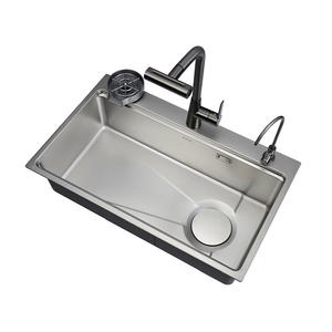 Évier de cuisine à bol unique personnalisable de qualité supérieure en acier inoxydable fait à la main Surface nano élégante et durable pour les cuisines modernes - Product Image 1