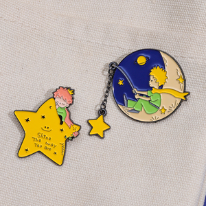 Prince Fox Metal Pin Custom Moon Star Paper Boat Whale Cute spilla spille da bavero distintivi Kawaii Hat Jewelry Gift Pins - Product Image 5