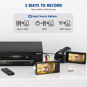 Kit <span class=keywords><strong>Convertitore</strong></span> <span class=keywords><strong>da</strong></span> VHS a Digitale, <span class=keywords><strong>Convertitore</strong></span> <span class=keywords><strong>da</strong></span> VCR a Digitale, Registratore <span class=keywords><strong>Video</strong></span> HD <span class=keywords><strong>da</strong></span> 5 Pollici per Videoregistratori Analogici, DVR, DVD, Hi8, Mini DV e Nastri - Product Image 4