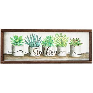 Letrero Decorativo de Pared con Marco de Madera Inspirador de Cindy Jacobs, Colección Gather Succulent Pots de PARISLOFT, 19.3 x 1.2 x 7.3 pulgadas (G - Product Image 1