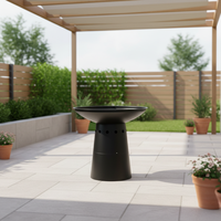 Brasero extérieur élégant en acier noir de 28 pouces au design moderne, foyer et brasero à charbon pour patio, jardin et cour arrière