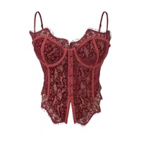 Nouveau Corset en Dentelle à Baleines, Design Dos Lacé Sexy, Débardeur, Soutien-gorge sans Bretelles à Fermeture Éclair au Dos, Crop Top Bralette, Camisole Ajustée Tendance