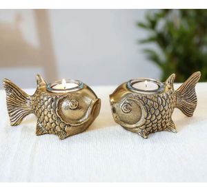 Portavelas decorativo de pez de latón de calidad superior moderno, portavelas de aluminio pulido más vendido para Navidad - Product Image 6