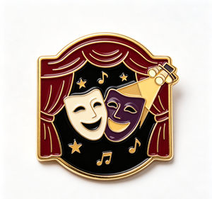 Pin de Solapa Personalizado de Aleación de Zinc Negra con Esmalte Duro, Insignia de Teatro, Souvenir para Eventos Escénicos, Regalo - Product Image 1