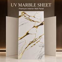 Panneau mural en PVC brillant MORLENX, imitation marbre veiné or blanc ivoire, pour l'intérieur des villas et des hôtels