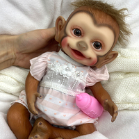 Poupée Reborn Singe en Silicone de 16 Pouces, Grandes Yeux, Corps Entier Réaliste, Corps Souple et Lesté, Jouet de Collection, Cadeau Compagnon pour Enfants