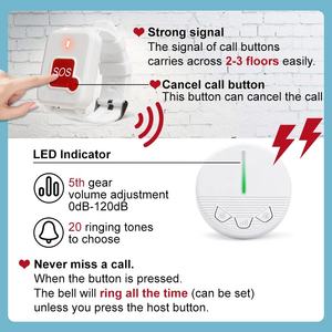 Système d'alerte médicale certifié CE avec 2 bracelets <span class=keywords><strong>SOS</strong></span> étanches pour les maisons de retraite, dispositif d'appel d'urgence - Product Image 4