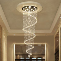 Lustre en chrystal d'escalier en colimaçon de villa suspendue de luxe moderne