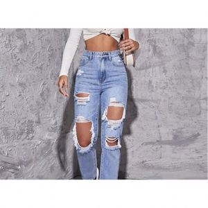 Diseñador Boyfriend Ripped Jeans Mujeres Destroyed Roto Rasgado Jean Pantalones Vintage Mujer Denim Pantalones - Product Image 2