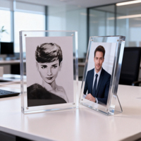 Cadre photo en acrylique PMMA de haute qualité personnalisé, relié par un aimant, taille A5, présentoir
