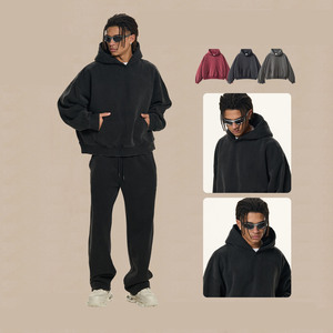Sudadera con Capucha Oversize para Hombre, Personalizada al por Mayor, con Lavado Ácido, Color Sólido, Logotipo Estampado en la Parte Delantera, de Algodón French Terry, Estilo Casual para Otoño - Product Image 3