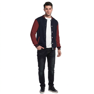 Veste universitaire classique en polaire faite à la main, design à rayures blanches, personnalisable, haute qualité, pour hommes, grandes tailles, FINER THREADS, cuir véritable - Product Image 1