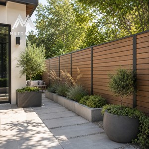 Panneau de protection solaire à lamelles horizontales modernes en aluminium imitation bois pour <span class=keywords><strong>mur</strong></span> <span class=keywords><strong>extérieur</strong></span> de villa - Product Image 2