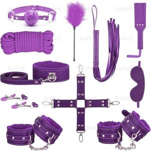 JoyPark Hot 11 pz/set gioco in pelle Paddle collo a frusta pinze per capezzolo BDSM vestiti di sesso in pelle Bondage giocattoli - Product Image 5