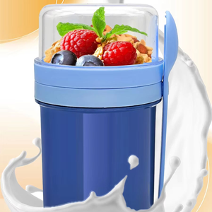 Vasos portátiles al por mayor para yogur y parfait con tapas y cucharas para desayuno, cereales, avena remojada, aderezos para ensaladas y almacenamiento de alimentos - Product Image 1
