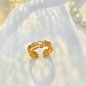 Anillo De Acero Inoxidable Adjustable Stainless Steel Hollowed-out Retro Style Stainless Steel <b>Couple</b> <b>Ring</b> Double-layered <b>Ring</b> - Product Image 4