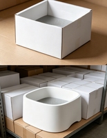 Bol à eau pour animaux de compagnie carré blanc solide, avec intérieur côtelé, base antidérapante, anti-débordement, étanche, flottant, pour chat et chien