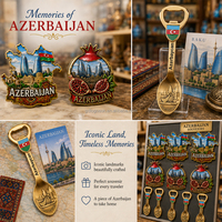 Imán de nevera de metal personalizado de Azerbaiyán, abridor de botellas impreso en 3D de aleación de zinc, recuerdos de viaje al por mayor OEM