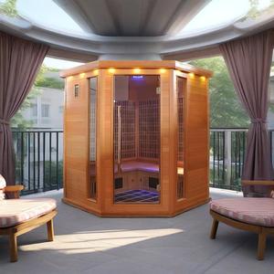 SS-450T Hiện Đại Điện 4-Người Xa Hồng Ngoại Vườn Phòng Tắm Hơi Truyền Thống Lạnh Plunge Bồn Tắm <span class=keywords><strong>Tourmaline</strong></span> Đá Ngoài Trời Phòng Tắm Hơi - Product Image 5