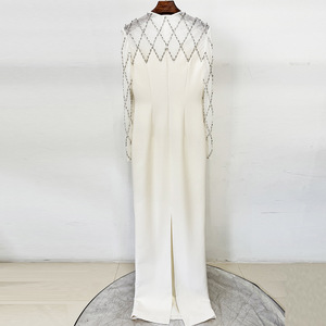 OUDINA 2026 Nuovo Elegante <span class=keywords><strong>Abito</strong></span> da Sera Lungo con Strass e Perline, <span class=keywords><strong>Maniche</strong></span> <span class=keywords><strong>Lunghe</strong></span>, Taglia 3XL, Vestito Maxi Plus Size - Product Image 4