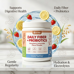 Poudre de fibres probiotiques quotidiennes saveur fraise-limonade avec collagène et électrolytes pour soutenir l'équilibre intestinal et la santé, complément alimentaire - Product Image 4