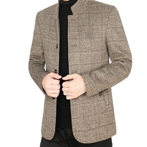 Veste mixte automne-hiver pour hommes avec col mandarin doublé polaire style court isolé thermique manteau décontracté - Product Image 2