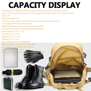 Mochila Táctica Personalizada de 60l, Mochila Táctica de Poliéster con Sistema Molle, 3 Mochilas Desmontables - Product Image 6