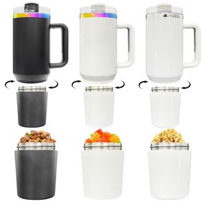 Gobelet isotherme 40oz H2.0 blanc vierge pour sublimation, bouteille d'eau plaquée arc-en-ciel avec compartiment de rangement - Product Image 3