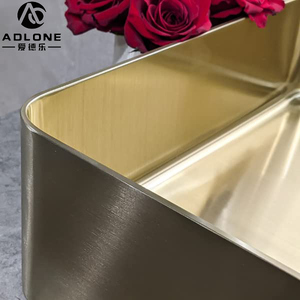 Fregadero Rectangular de acero inoxidable hecho a mano Superior Lavabo de baño dorado con forma de cuenco para uso en la cocina - Product Image 6