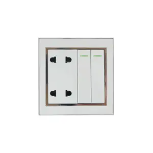 V7 Range 2 gang switch + 4 pin socket White Color Silver Electroplated Ring PC Plate 86 Plate