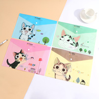 Almacenamiento de papelería escolar Dibujos animados Lindo gato Impresión Portátil PVC Tamaño A4 Bolsa de archivo para niños