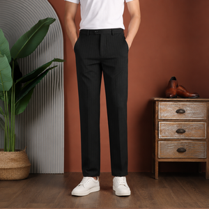 <span class=keywords><strong>Pantaloni</strong></span> Eleganti da Uomo <span class=keywords><strong>Grigio</strong></span> Tie-Dye a Gamba Dritta in Tessuto Pettinato Stile Italiano - Business-Casual, Formali, per Ufficio, Matrimonio, Gala - Product Image 5