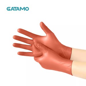 G023 fabricants de gants de Salon de beauté Orange 100 pièces par boîte gants en Nitrile synthétique sans poudre - Product Image 5