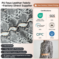Tissu en simili cuir imprimé peau de serpent de qualité supérieure Textile en cuir PU imperméable à la mode pour pantalons et vestes de créateurs à la mode