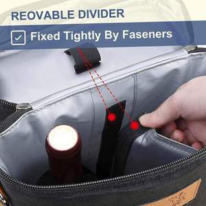 Bolsa Enfriadora de Vino Personalizada para 2 Botellas, Aislada, de Cuero, Lona, Acolchada, Portátil, Reutilizable, para Viajes, Sublimable - Product Image 3