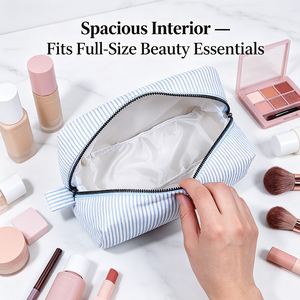 Bolsa de Regalo para Damas de Honor de Gran Capacidad, Lista para Bordar, Bolsa de Cosméticos para Damas de Honor, Bolsa de Maquillaje de Seersucker para Mujer - Product Image 3