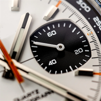 Reloj Cronógrafo Automático de Lujo de Acero Inoxidable, Resistente al Agua, con Correa de Cuero Genuino y Cristal de Zafiro