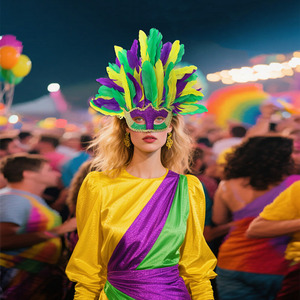 Máscara de Media Cara con Plumas para <span class=keywords><strong>Carnaval</strong></span>, Fiesta de Disfraces, Actuación en Escenario, Decoración de Ambiente Festivo, Accesorio - Product Image 6