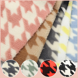 Bán Sỉ Áo Khoác Mùa Đông Vải Lông Cừu <span class=keywords><strong>Sherpa</strong></span> Polar <span class=keywords><strong>Sherpa</strong></span> In Houndstooth <span class=keywords><strong>100</strong></span>% <span class=keywords><strong>Polyester</strong></span> 390gsm - Product Image 1