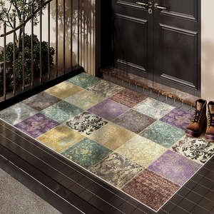 Alfombra de Entrada de Estilo Étnico, de Seda, con Bucles, de PVC Antideslizante, Rectangular, para Uso Doméstico, con Patrón Geométrico, de Fibra de Poliéster - Product Image 5