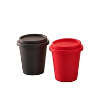 Tasse à café finition mate, corps conique, couvercle à pression, deux couleurs, surface unie, ensemble de vaisselle