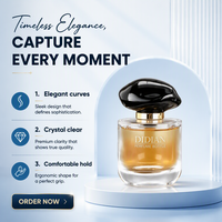 Flacon de parfum en verre givré personnalisé de 50 ml et 100 ml, flacon de parfum rond avec vaporisateur, flacon de parfum personnalisé avec estampage à chaud en or avec couvercle