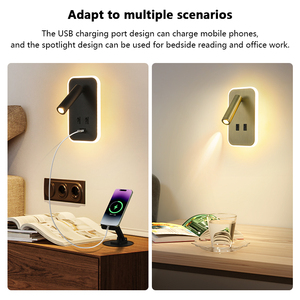 Tối Giản LED <span class=keywords><strong>Backlit</strong></span> Đèn Tường Cho Khách Sạn Đầu Giường Đọc Sách Với Loại A Và Loại C USB Sạc Chuyển Đổi Cho Phòng Ngủ - Product Image 4