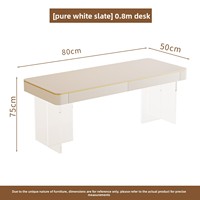 Bureau d'ordinateur moderne de style crème luxe léger avec plateau en pierre blanche pure et tiroir, idéal pour la maison, l'écriture, l'étude ou le bureau