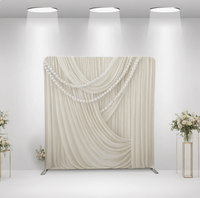 Support de toile de fond métallique 8x8 pieds avec housse en tissu drapé ivoire pour événements de mariage, présentoir et photomaton, cadre en aluminium