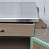 Chariot de bar extérieur vert menthe avec plateau en acier inoxydable et porte-bouteilles, chariot de service roulant pour patio, idéal pour les barbecues et les fêtes en extérieur