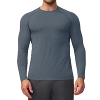 Service OEM personnalisé, t-shirt à manches longues compressé en polyester/nylon pour hommes, fitness et mise en forme