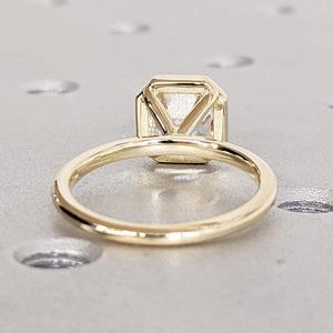 Gia Igi certificata CVD HPHT Lab diamante coltivato 14K/18K oro massiccio anello di fidanzamento con taglio Asscher per donna stile unico - Product Image 3