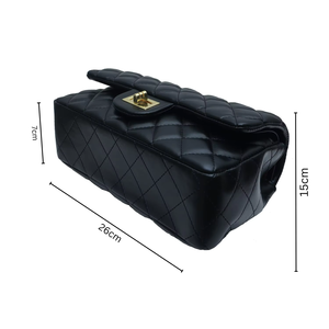 Bolso Cuadrado Negro Premium con Correa de Cadena Extraíble, Forro de Poliéster y Cierre de Botón, Perfecto para Fiestas y Eventos - Product Image 2