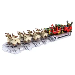 עובש מלך 10015 סנטה קלאוס מזחלת בניין MOC DIY הרכבה ממונע בניין דגם צעצועי חג המולד מתנות